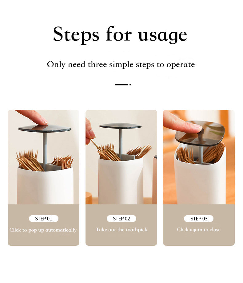 Sikunuo | Elegant Pop-Up Toothpick Cotton Swab Storage Dispenser