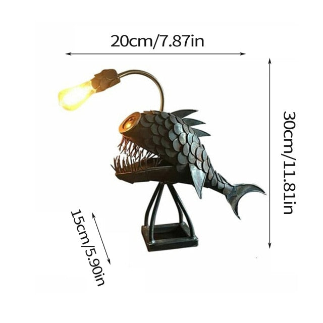 Sikunuo | Creative Iron Angler Fish Desk Lamp