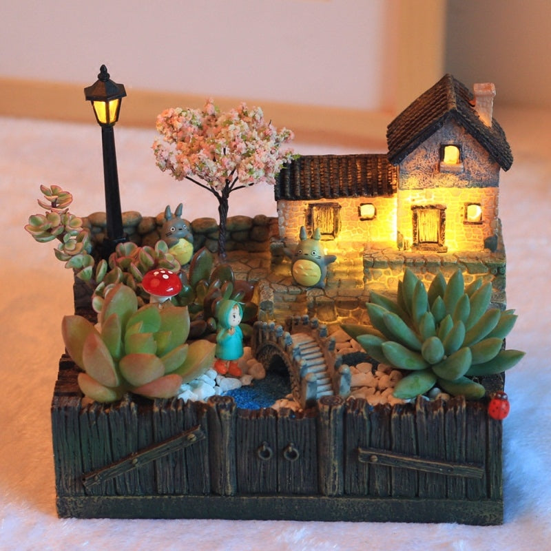 Sikunuo | Resin Creative Landscape Cozy House Plants Vase