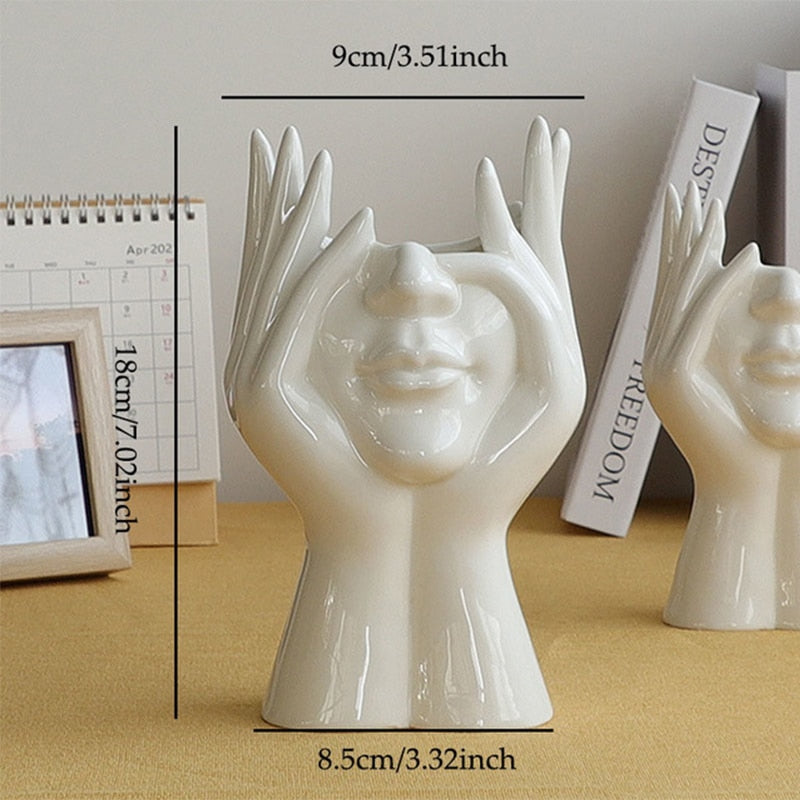Sikunuo | Ceramic Abstract  Human Face Flower Vase