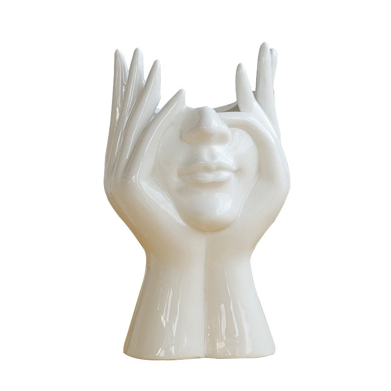 Sikunuo | Ceramic Abstract  Human Face Flower Vase