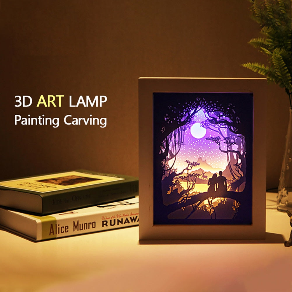 Sikunuo | Creative 3D Paper Box LED Night Lamp