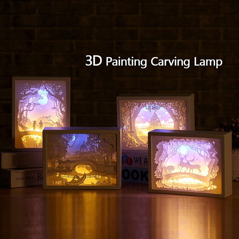 Sikunuo | Creative 3D Paper Box LED Night Lamp