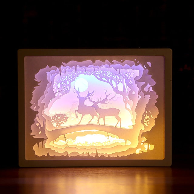 Sikunuo | Creative 3D Paper Box LED Night Lamp