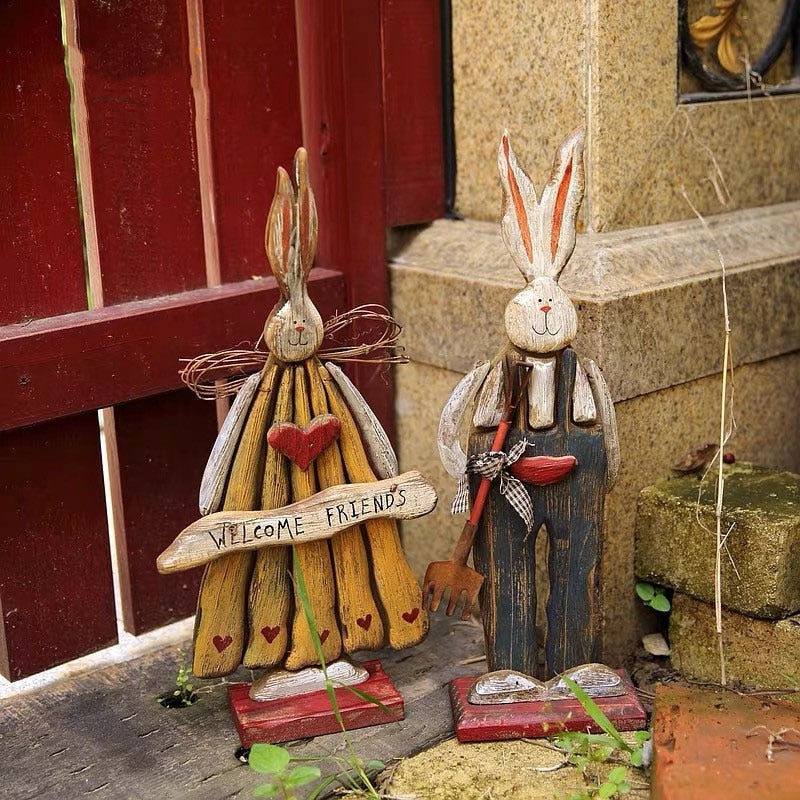 Sikunuo | Wooden Retro Easter Bunny Outdoor Ornament
