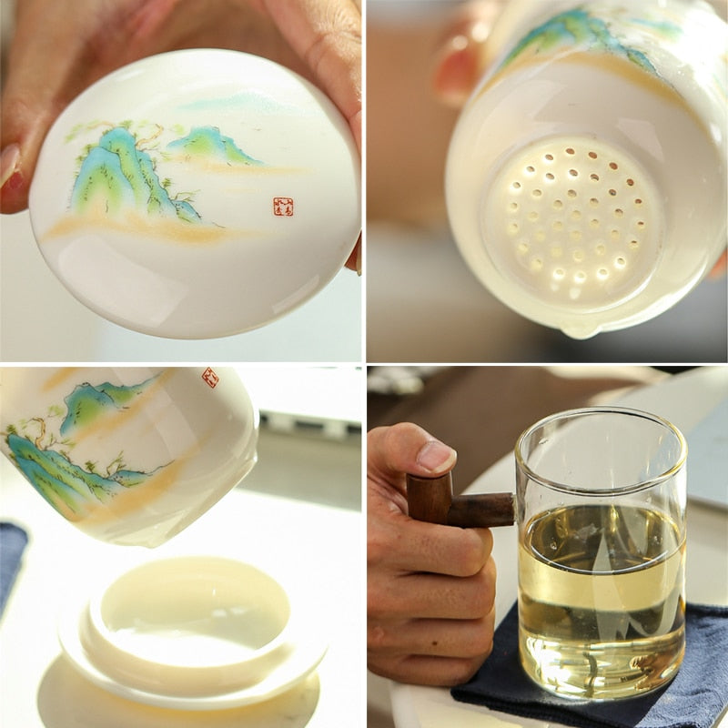 Sikunuo | Creative Separated Tea Filter Ceramic Cup Set