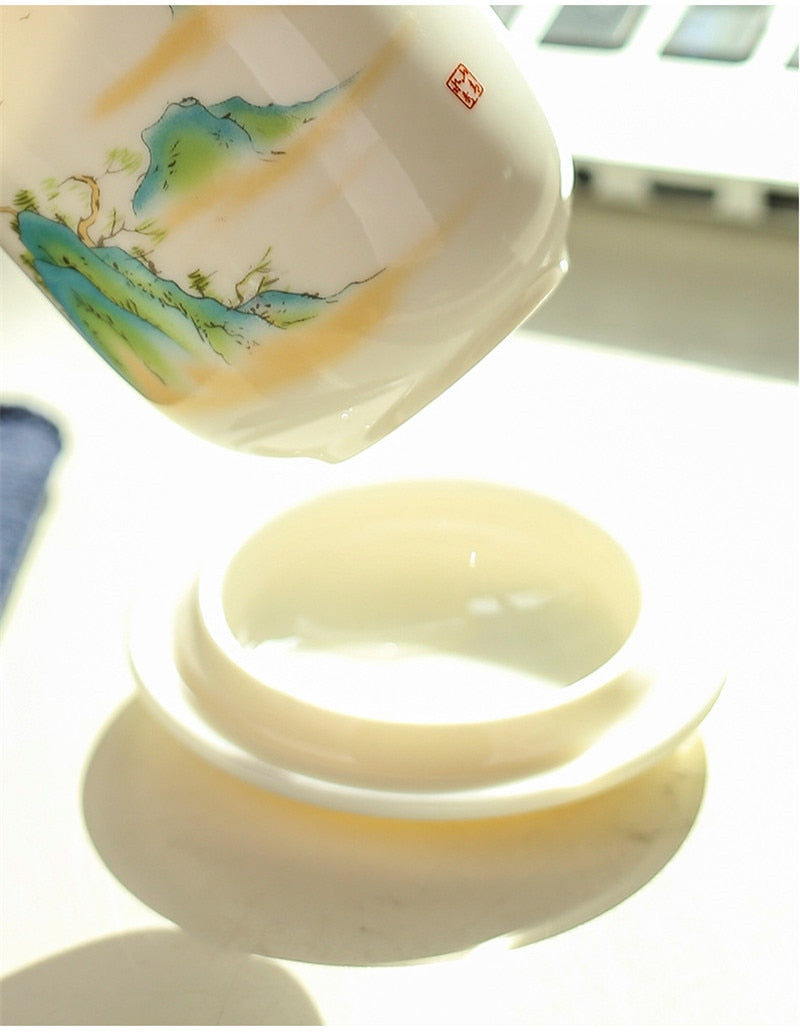 Sikunuo | Creative Separated Tea Filter Ceramic Cup Set