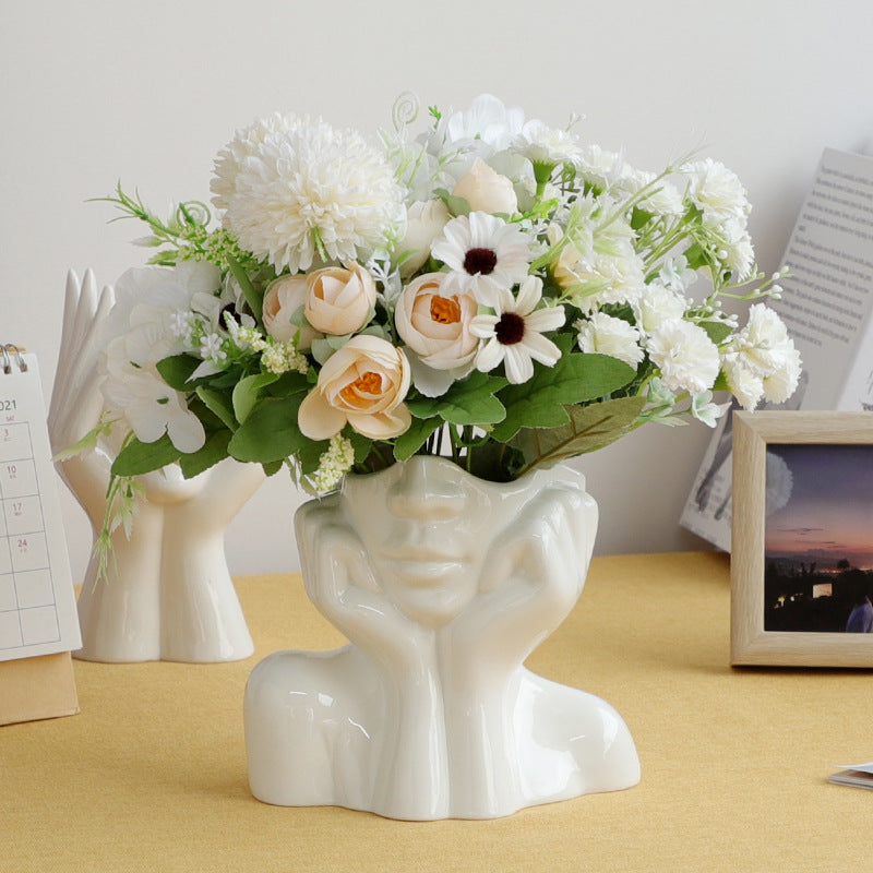 Sikunuo | Ceramic Abstract  Human Face Flower Vase