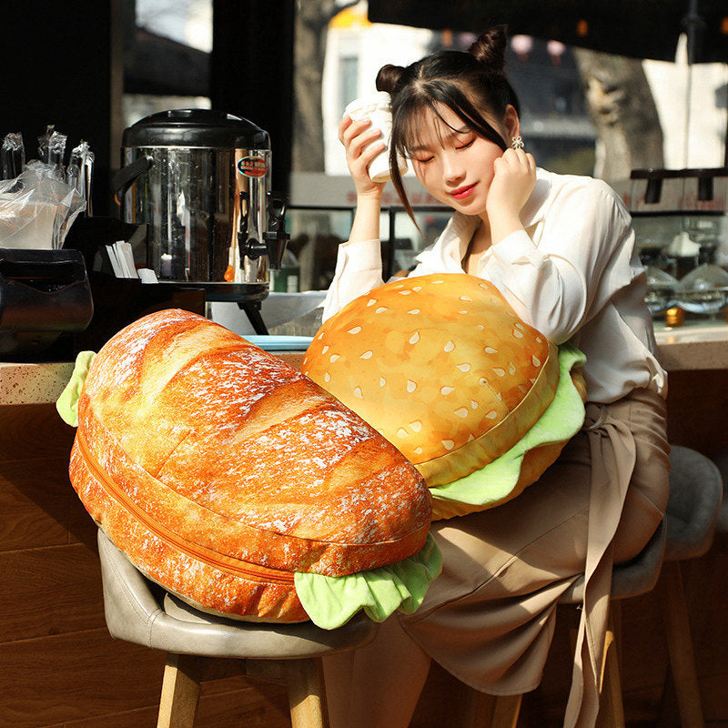Sikunuo | 2in1 Comfy Hamburger Pillow Seat Cushion
