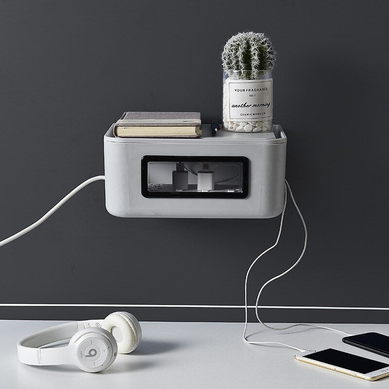 Sikunuo | Wall-Mounted Wifi Cable Socket Storage Organizer Box