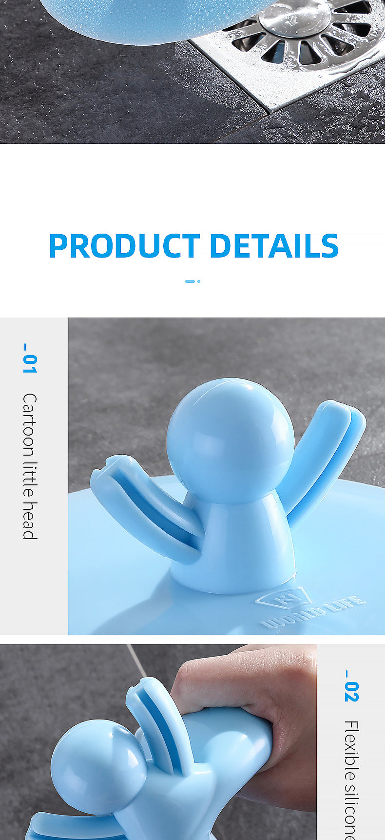 Sikunuo | Blue Man Simple Silicone Drain Cover