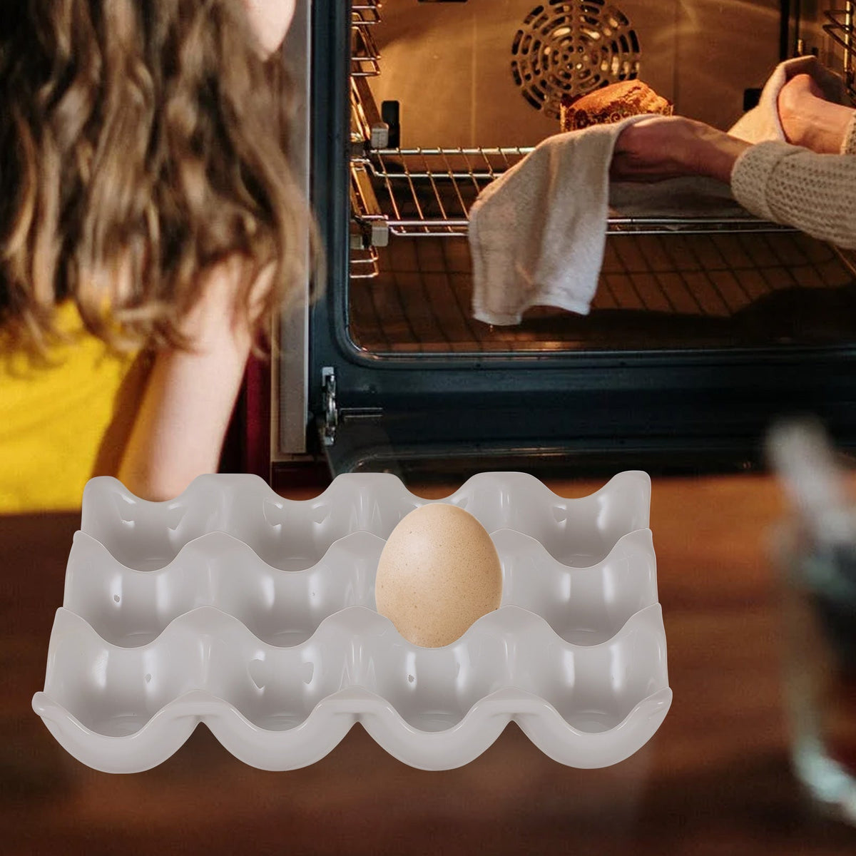 Sikunuo | Creative 6 Grids White Ceramic Egg Tray