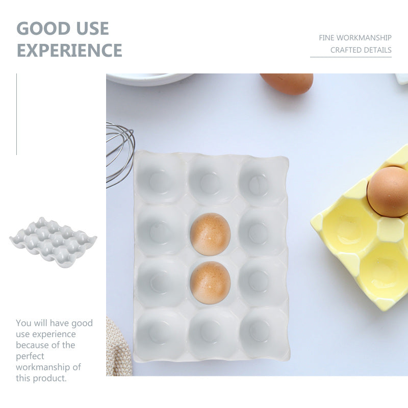 Sikunuo | Creative 6 Grids White Ceramic Egg Tray