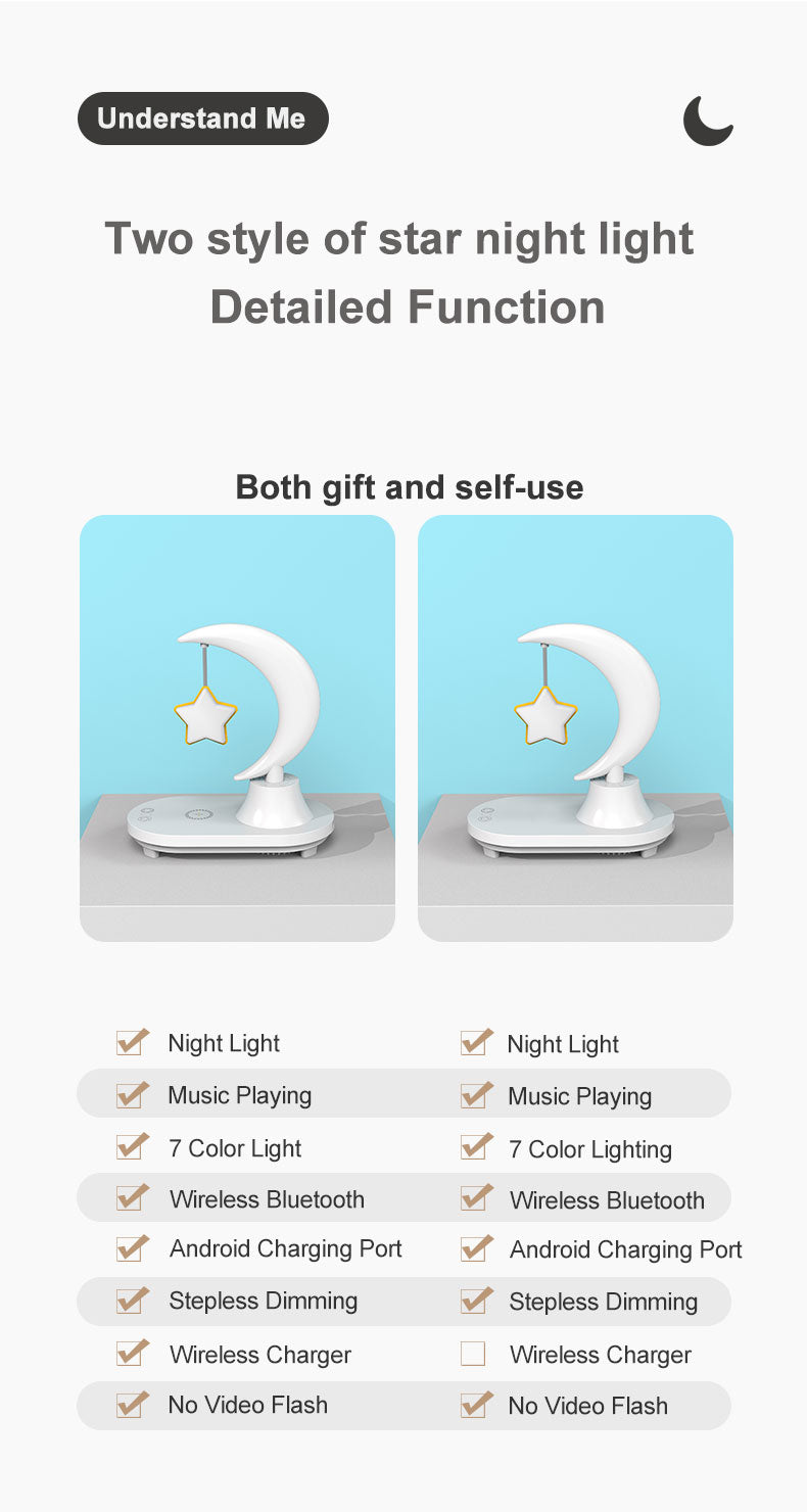 Sikunuo | Moon Star Wireless Charging Night Lamp