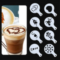 Sikunuo | 8Pcs Coffee Cake Decoration Stencil Molds