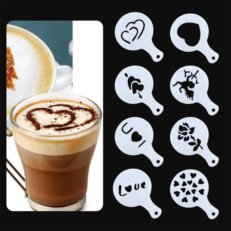 Sikunuo | 8Pcs Coffee Cake Decoration Stencil Molds