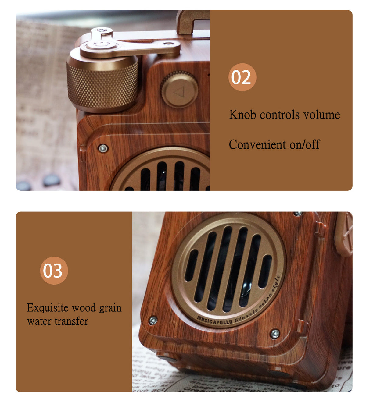 Sikunuo | American Style Retro Bluetooth Radio Speaker