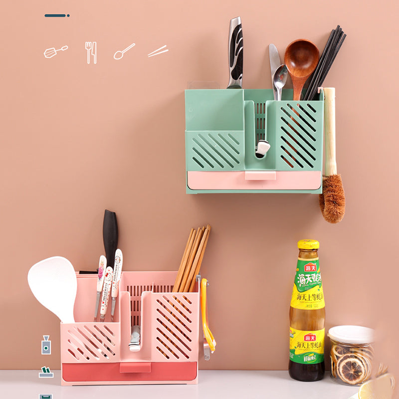 Sikunuo | Wall-Mounted Kitchen Cutlery Drainer Storage