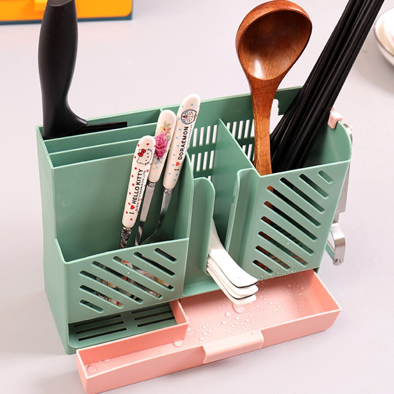 Sikunuo | Wall-Mounted Kitchen Cutlery Drainer Storage