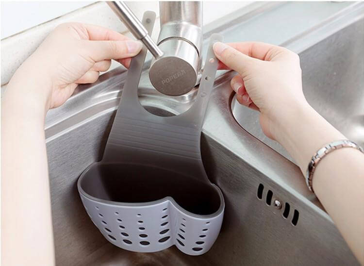 Sikunuo | Useful Suction Cup Sink Shelf Soap Rack Kitchen