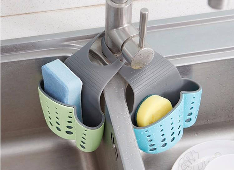 Sikunuo | Useful Suction Cup Sink Shelf Soap Rack Kitchen