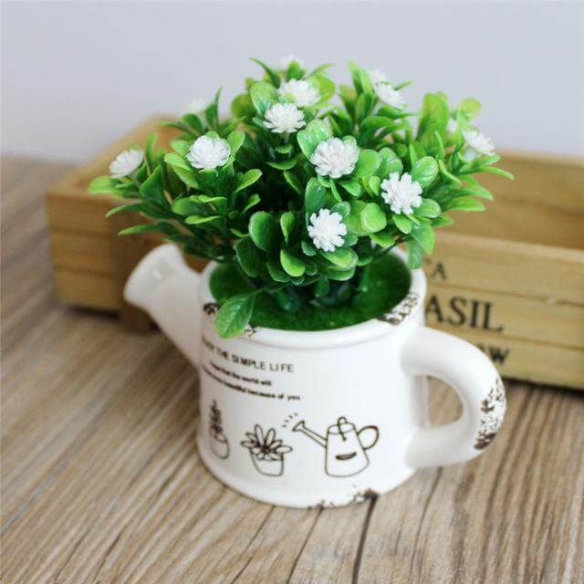 Sikunuo | Artificial Plastic Flowers with Ceramics Vase