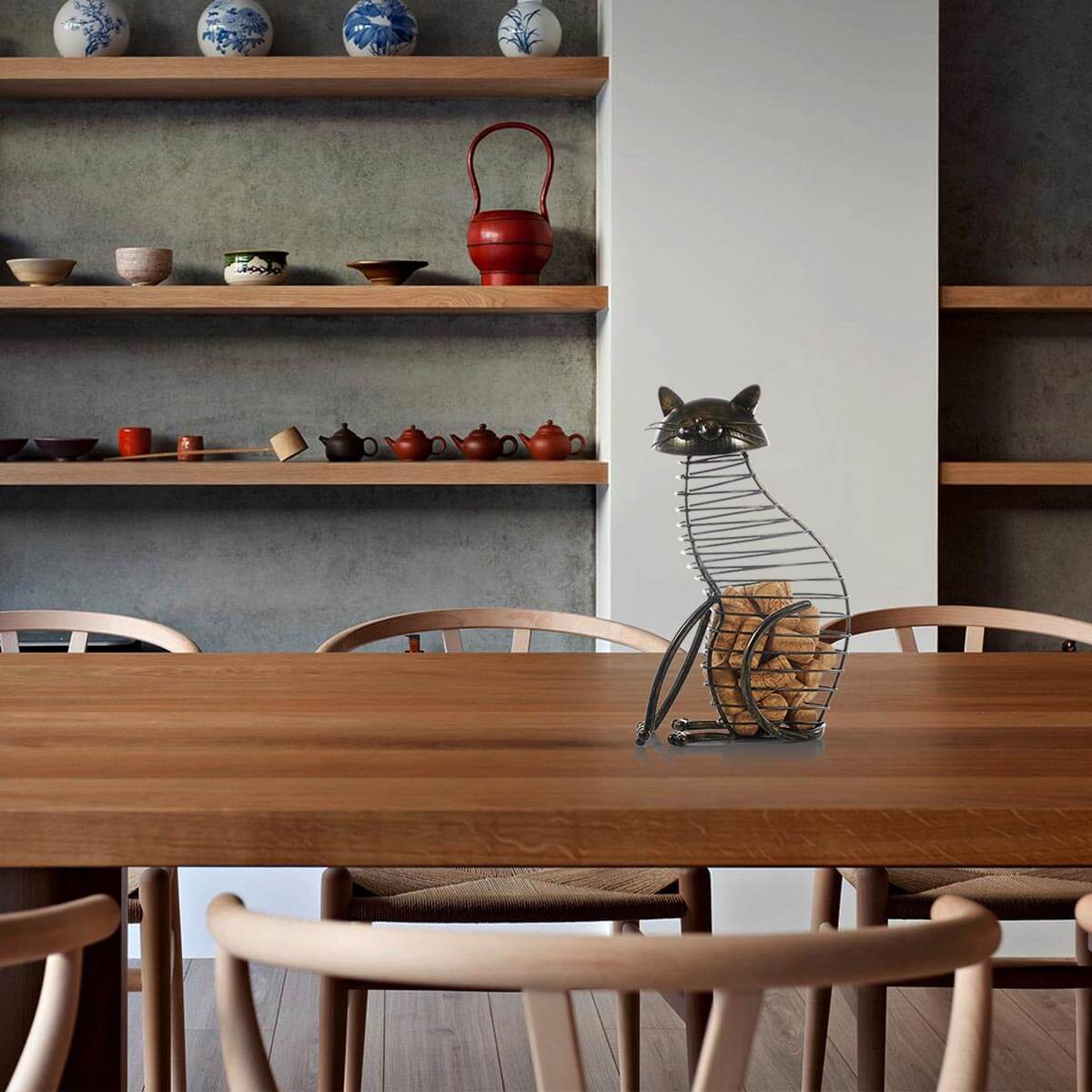 Sikunuo | Metal Cat Figurines Cork Container