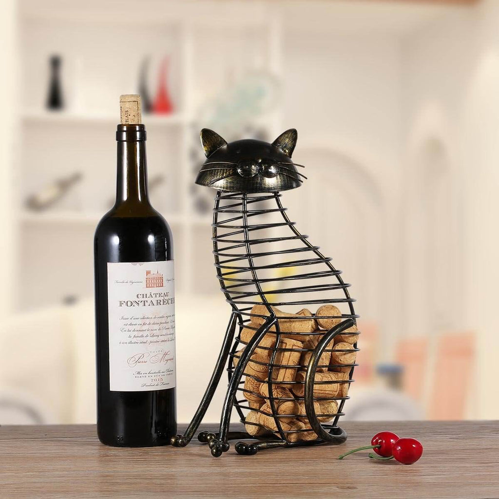 Sikunuo | Metal Cat Figurines Cork Container