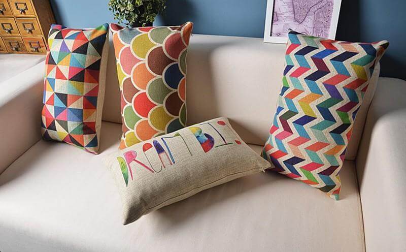 Sikunuo | Geometric Lumbar Colorful Pillow Cushion Cover