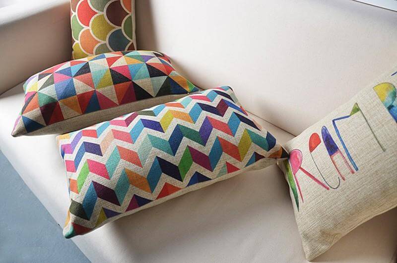 Sikunuo | Geometric Lumbar Colorful Pillow Cushion Cover