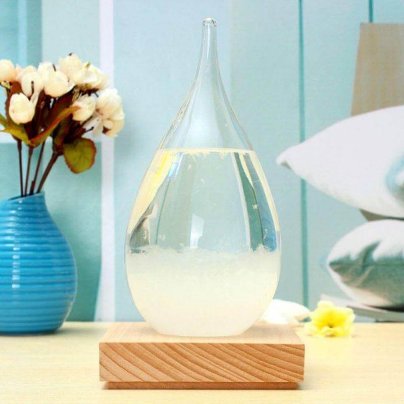Sikunuo | Storm Glass Forecast with Wood Base for home Decoration