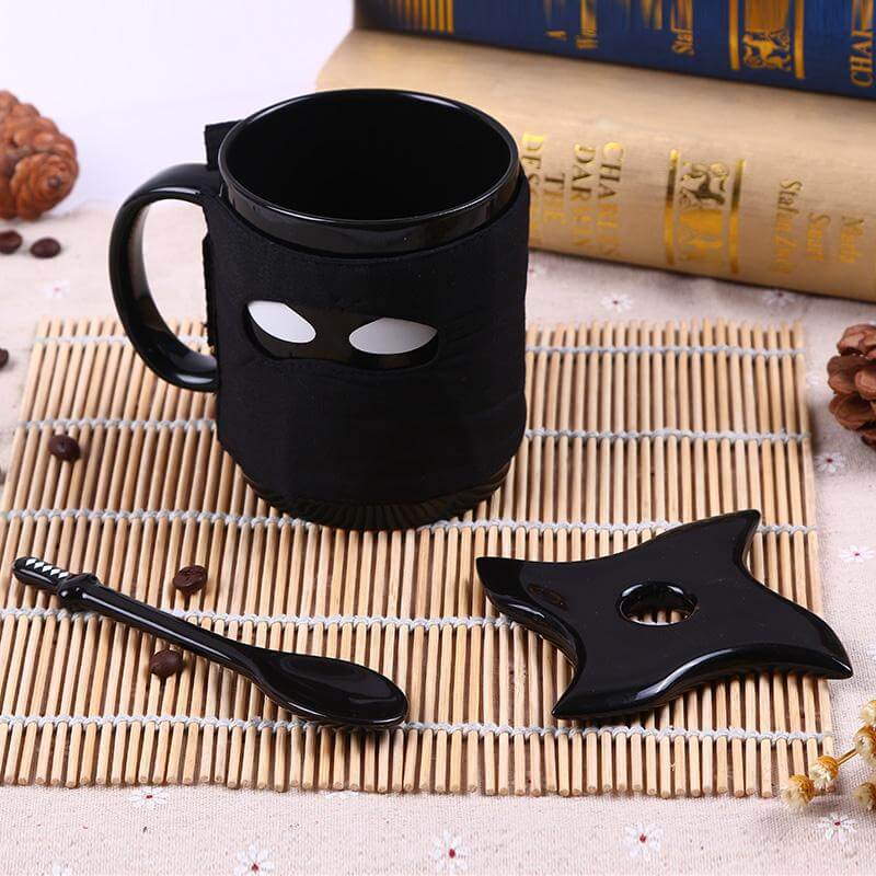 Sikunuo | Creative Ninja Ceramic Mug with Mask Sword and Spoon
