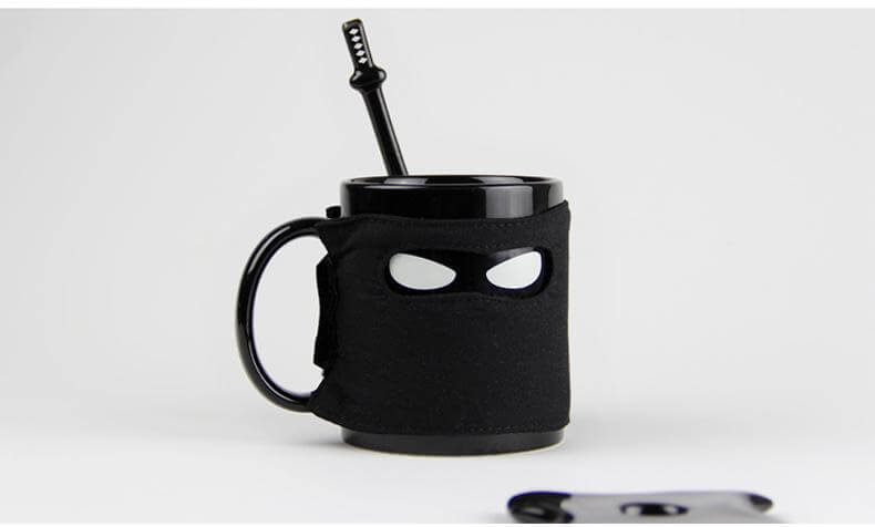 Sikunuo | Creative Ninja Ceramic Mug with Mask Sword and Spoon