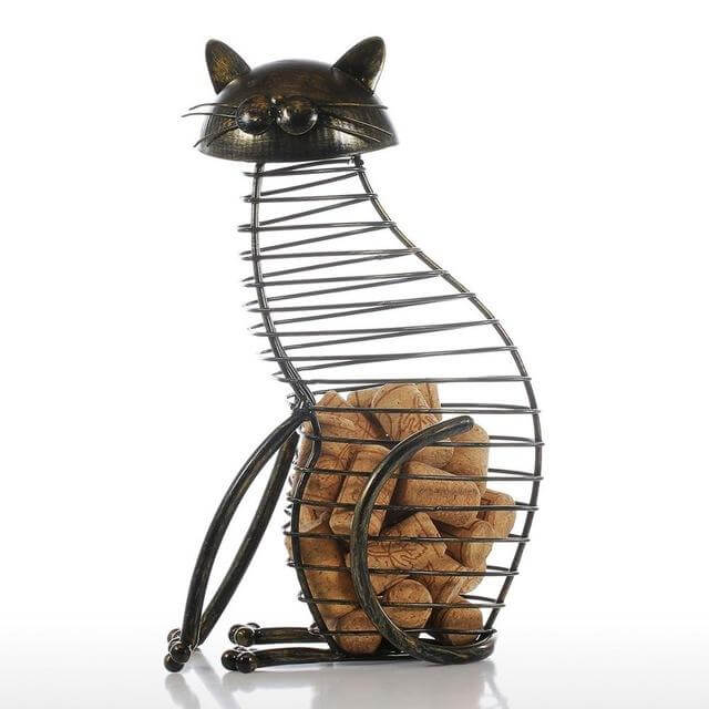 Sikunuo | Metal Cat Figurines Cork Container