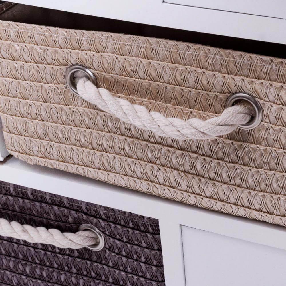 Sikunuo | Wooden 4 Drawer 4 Woven Basket Storage Cabinet