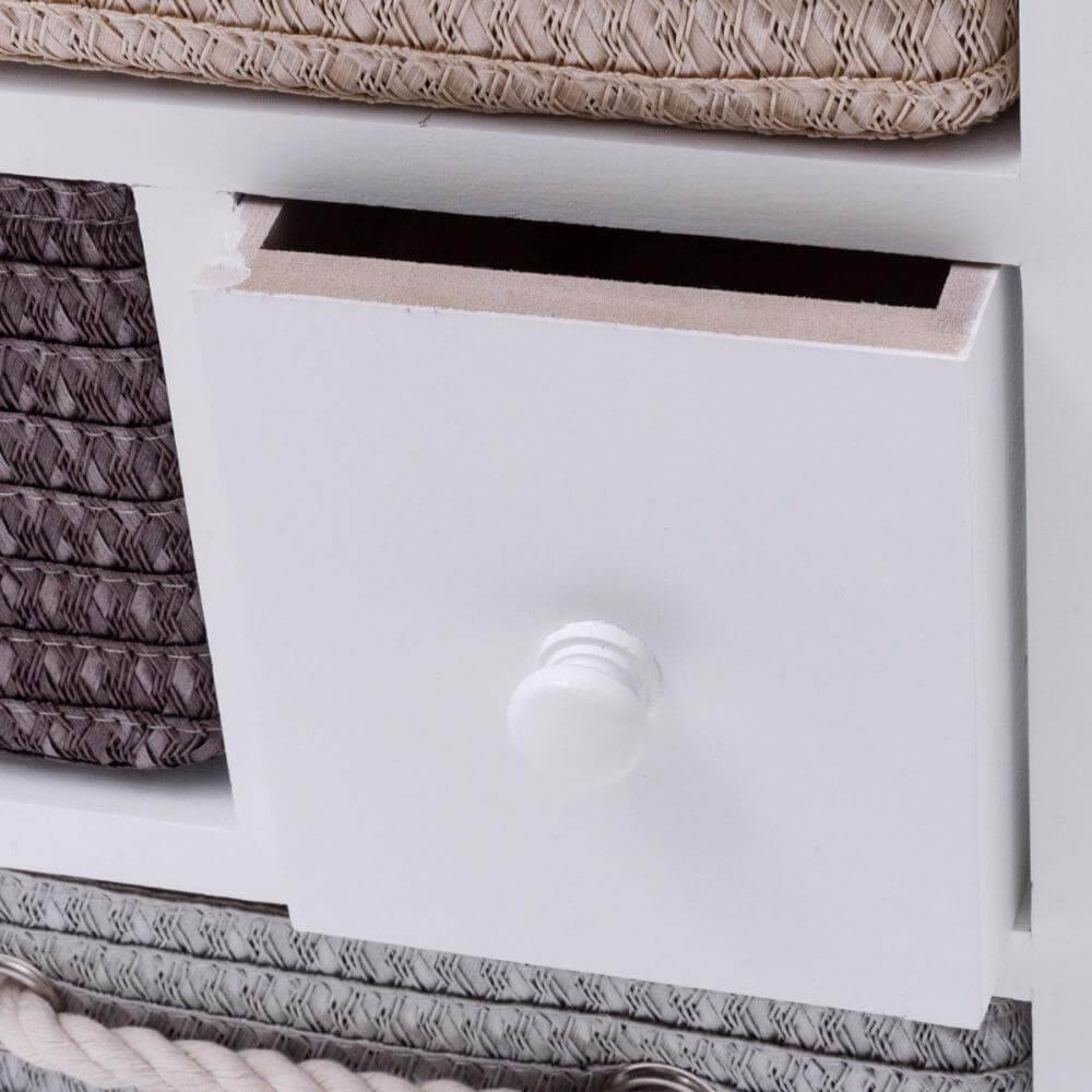 Sikunuo | Wooden 4 Drawer 4 Woven Basket Storage Cabinet