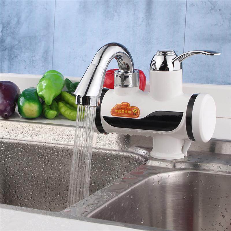 Sikunuo | Mounted Plastics Deck White LED Digital Tankless Electric Instant Faucet