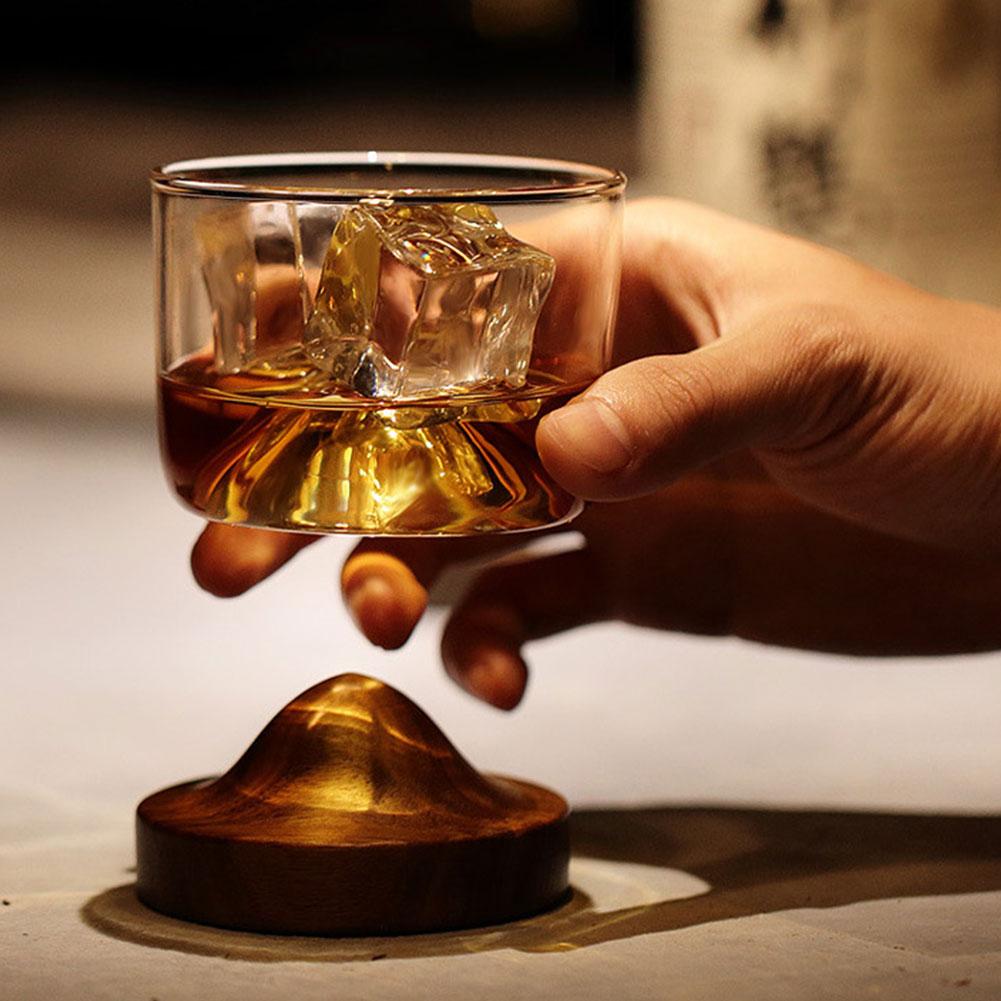 Houston - Wooden Base Whiskey Mountain Glass | Sikunuo
