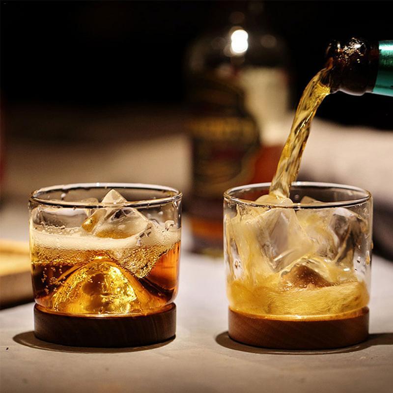 Houston - Wooden Base Whiskey Mountain Glass | Sikunuo