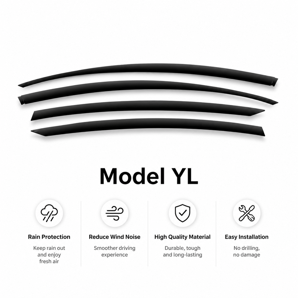 Rain Guards Window Vent Visors for Tesla Model YL 6-Seater 2026+ (4-Piece)