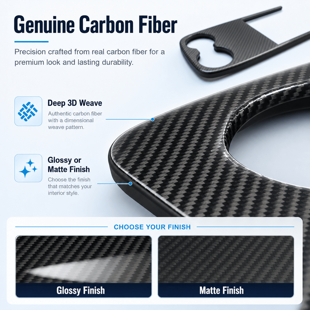 Real Carbon Fiber Center Console Cup Holder Cover Trim for Model Y Standard 2026+