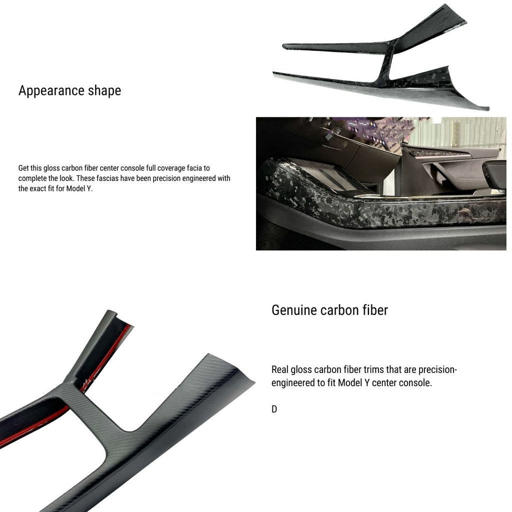 Real Dry Carbon Fiber Center Console Trim Panel for Model Y 2021-2025.03