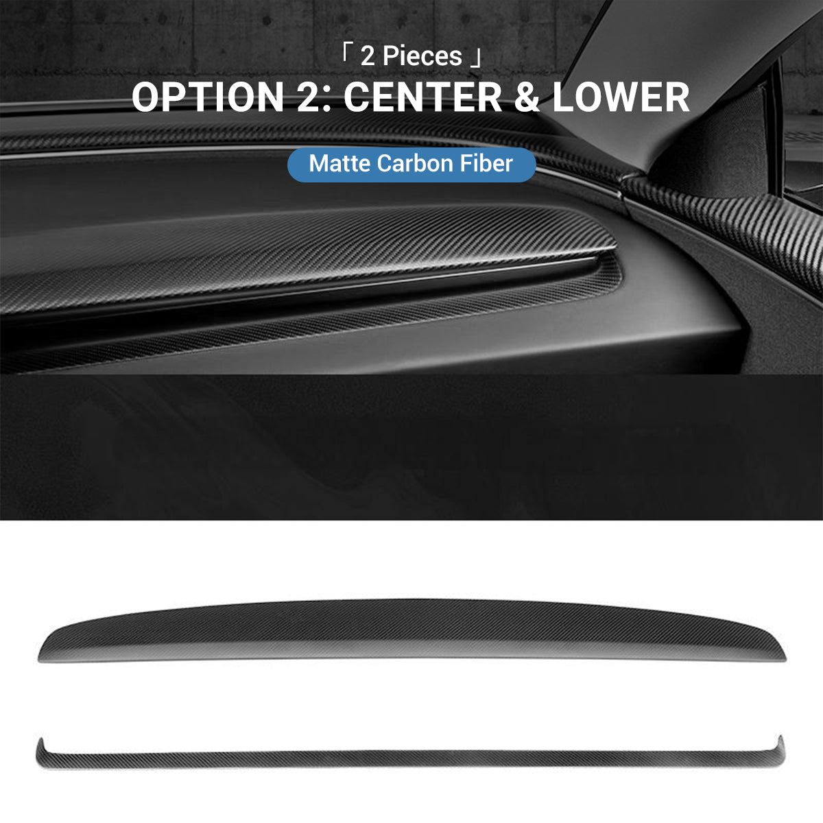Sikunuo Real Dry Carbon Fiber Dashboard Cover Overlay for Model 3 Highland / Model Y Juniper