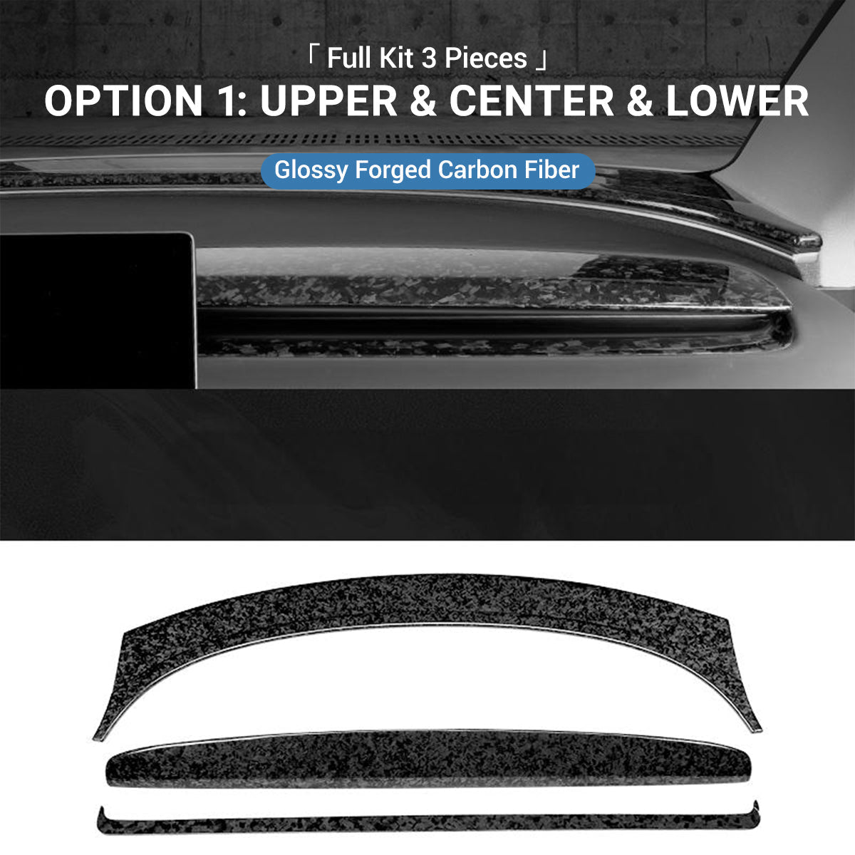 Sikunuo Real Dry Carbon Fiber Dashboard Cover Overlay for Model 3 Highland / Model Y Juniper
