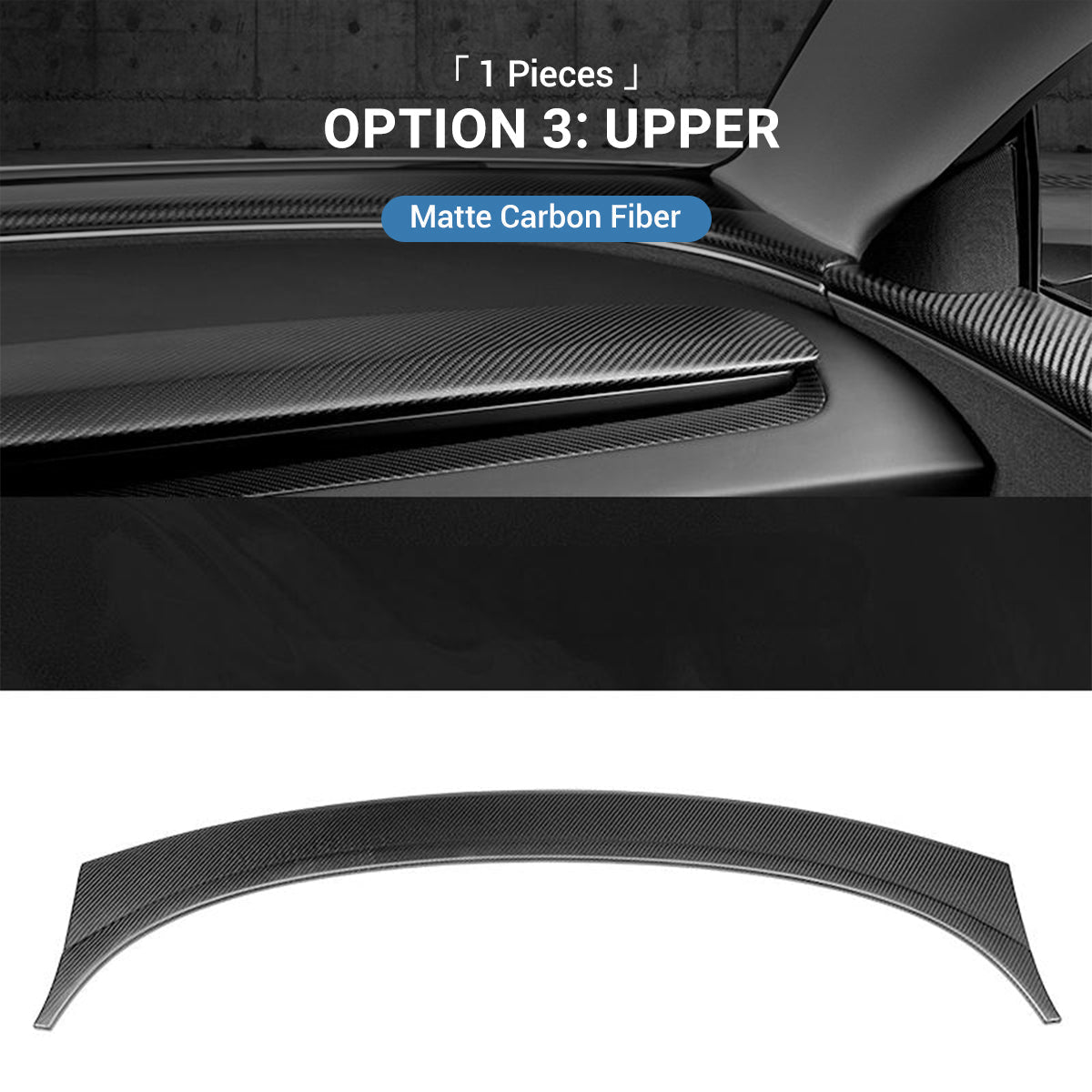 Sikunuo Real Dry Carbon Fiber Dashboard Cover Overlay for Model 3 Highland / Model Y Juniper