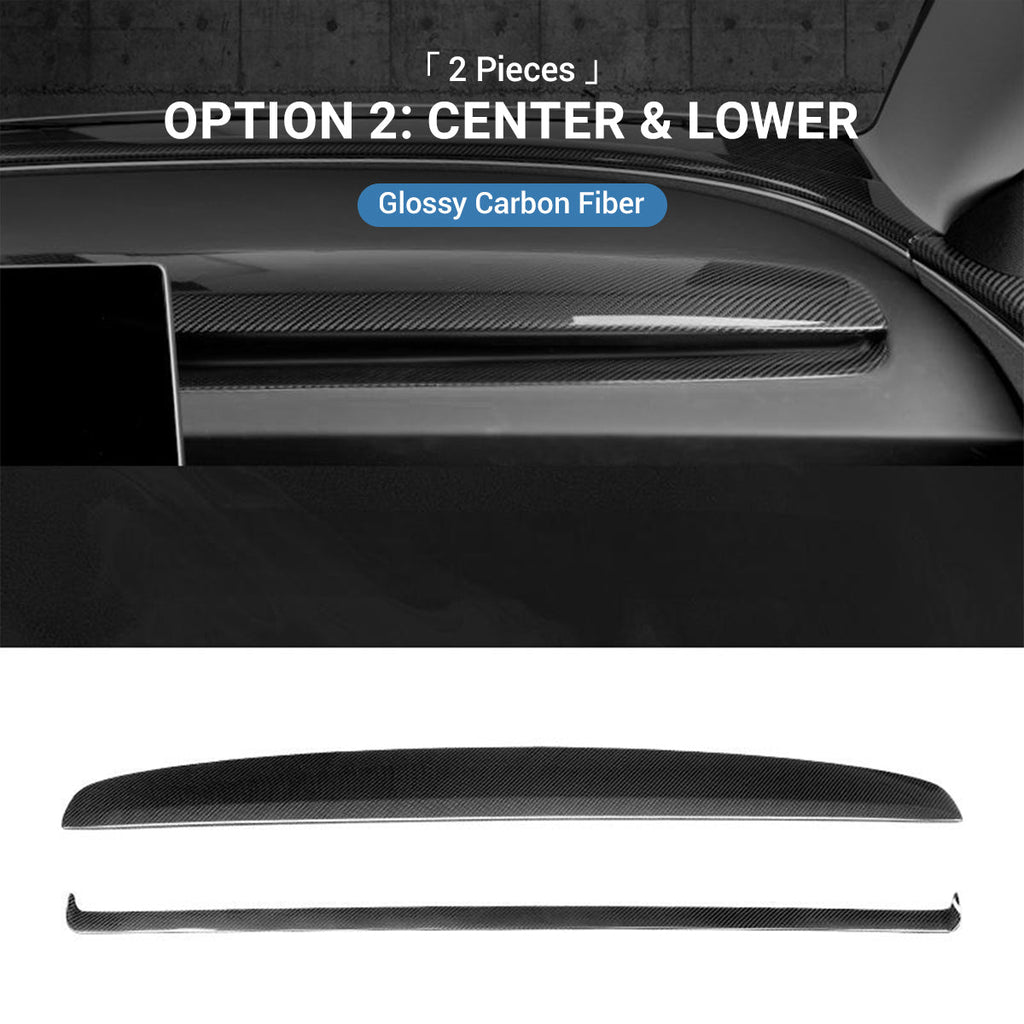 Sikunuo Real Dry Carbon Fiber Dashboard Cover Overlay for Model 3 Highland / Model Y Juniper