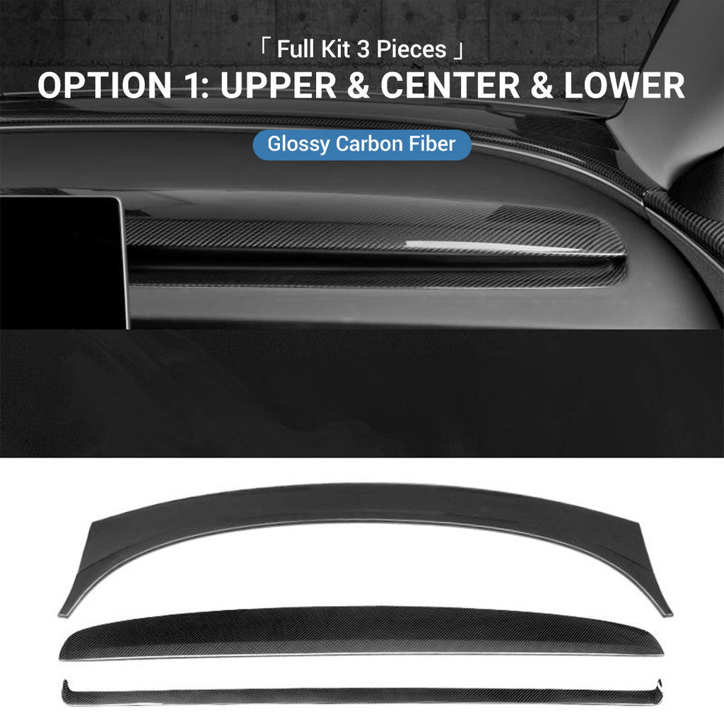 Sikunuo Real Dry Carbon Fiber Dashboard Cover Overlay for Model 3 Highland / Model Y Juniper