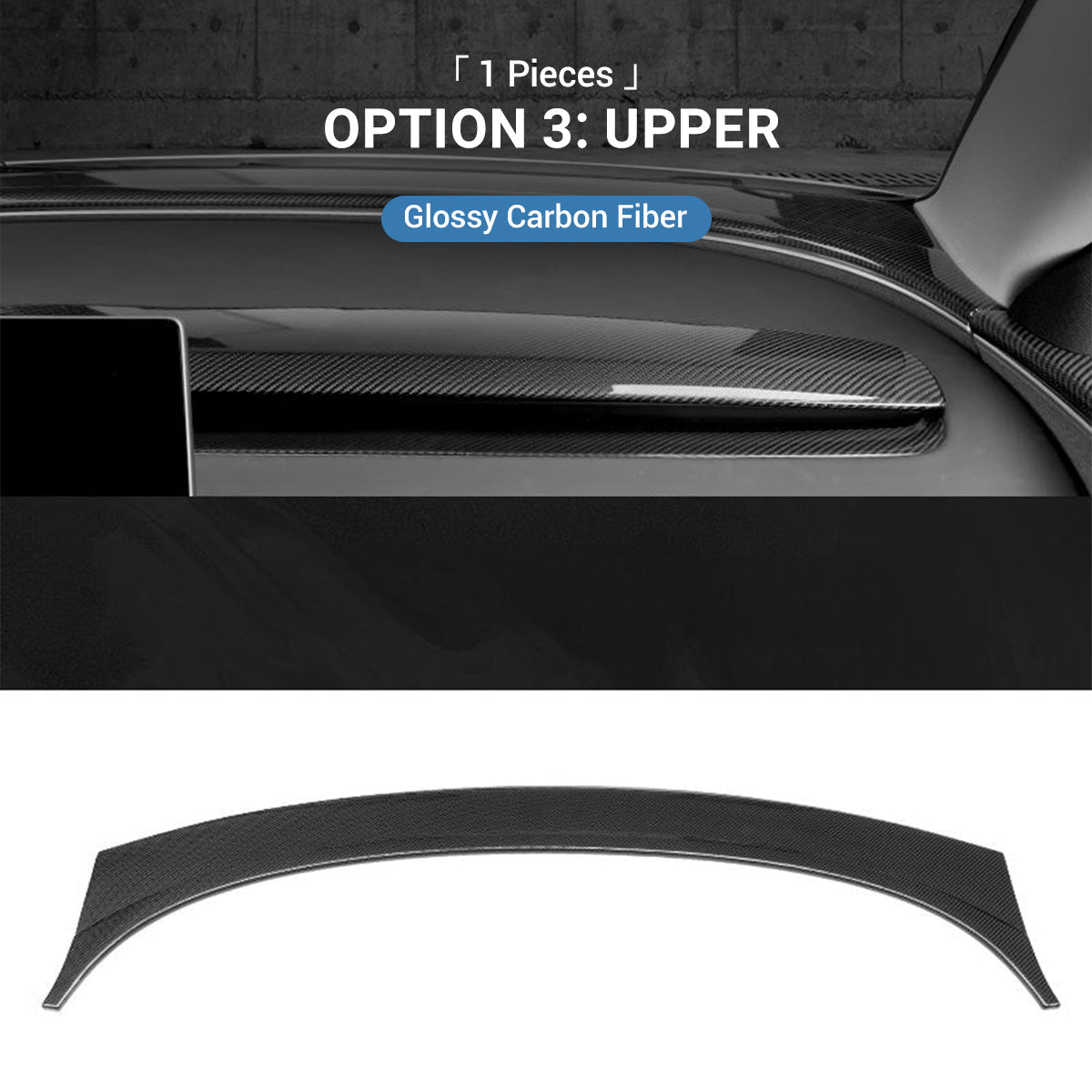 Sikunuo Real Dry Carbon Fiber Dashboard Cover Overlay for Model 3 Highland / Model Y Juniper