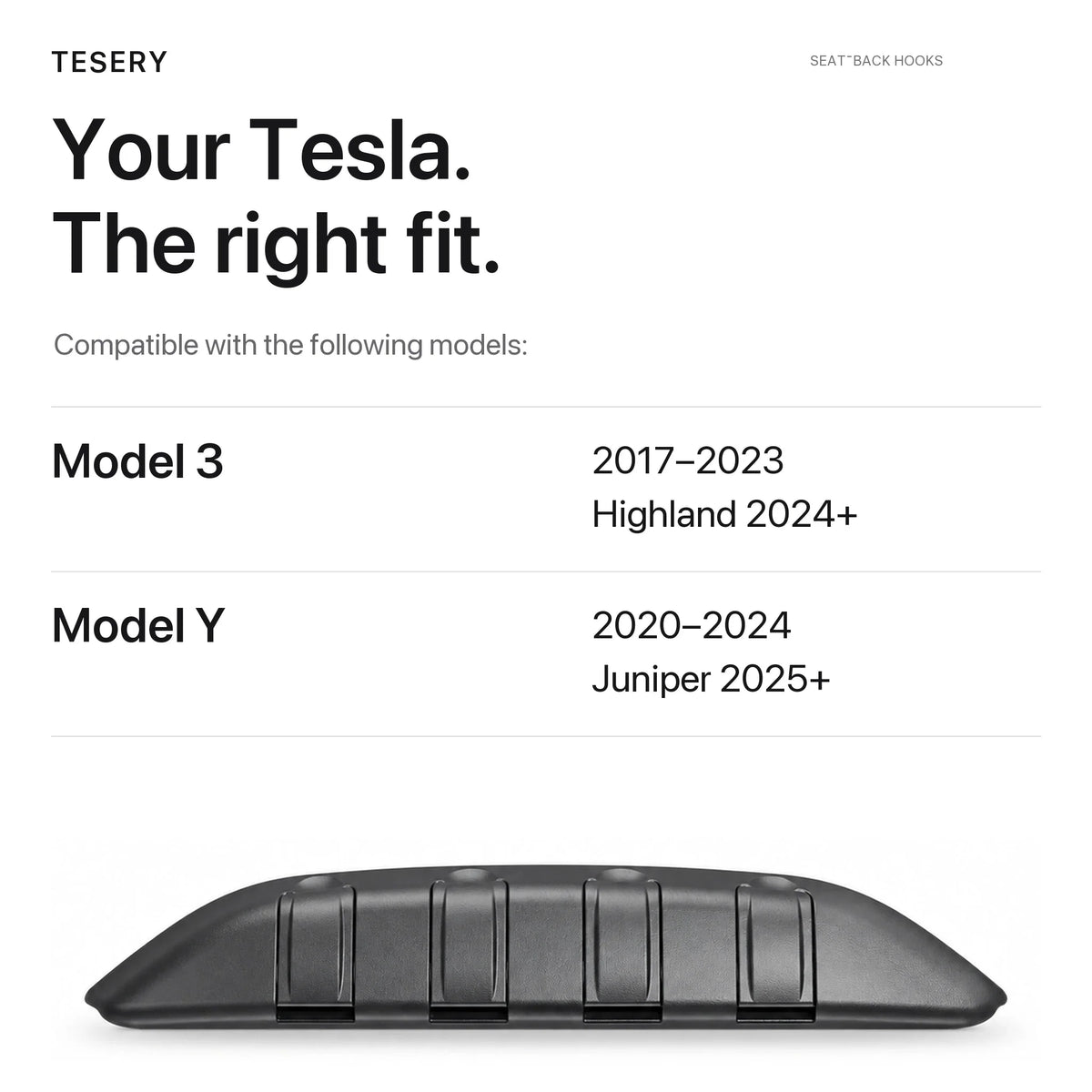 Rear Seat Back Hooks & Organizer for Tesla Model 3/Y | Sikunuo