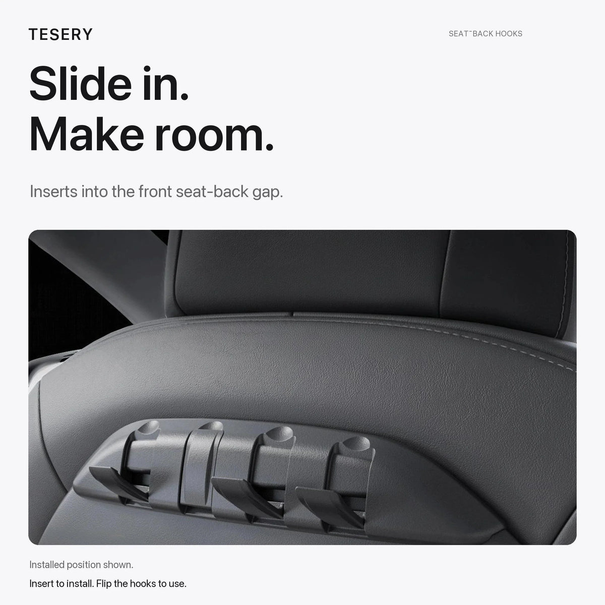Rear Seat Back Hooks & Organizer for Tesla Model 3/Y | Sikunuo